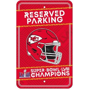 FANMATS 42016 Kansas City Chiefs Super Bowl LVIII Team Color Reserved Parking Sign Décor 18in. X 11.5in. Lightweight