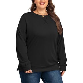 Women's Plus Size Casual Crew Neck Sweatshirt Loose Soft Long Sleeve Pullover Tops XL-5XL