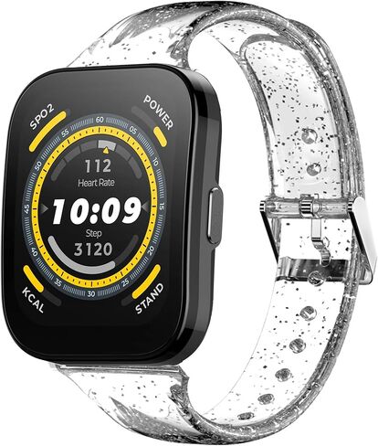 Compatible for Amazfit Bip 5 Band, Lamshaw 22mm Soft Silicone Glitter Clear Sport Strap Compatible with Amazfit Balance / Bip 5 / Cheetah Pro / Cheetah / GTR 47mm / GTR 2 / GTR 3 / GTR 3 Pro / GTR 4 / GTR 2e / Falcon / Stratos Smartwatch in Saudi Arabia