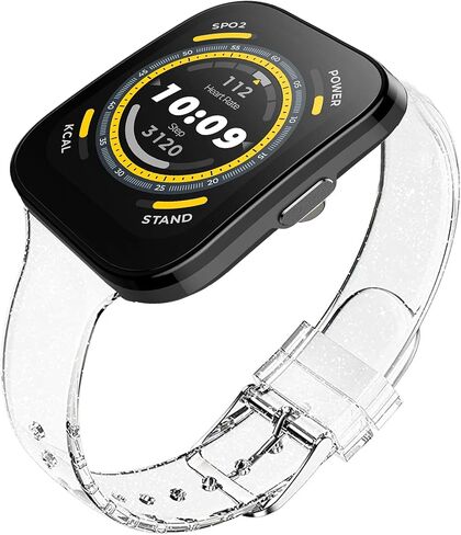 Compatible for Amazfit Bip 5 Band, Lamshaw 22mm Soft Silicone Glitter Clear Sport Strap Compatible with Amazfit Balance / Bip 5 / Cheetah Pro / Cheetah / GTR 47mm / GTR 2 / GTR 3 / GTR 3 Pro / GTR 4 / GTR 2e / Falcon / Stratos Smartwatch in Saudi Arabia