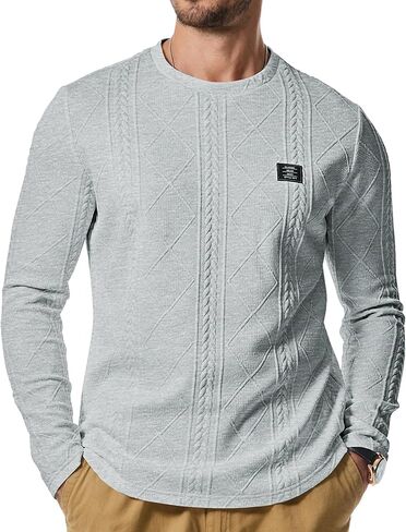 JMIERR Mens Casual Long Sleeve Knit Shirts Crew Neck Collar Pullover Sweatshirt in Saudi Arabia