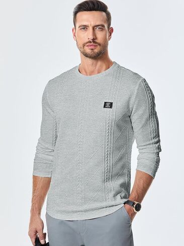 JMIERR Mens Casual Long Sleeve Knit Shirts Crew Neck Collar Pullover Sweatshirt in Saudi Arabia