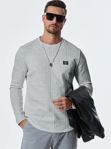 JMIERR Mens Casual Long Sleeve Knit Shirts Crew Neck Collar Pullover Sweatshirt in Saudi Arabia