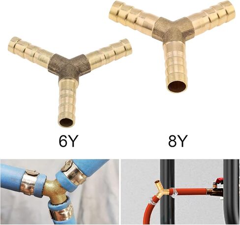 5 قطعة 1/4 بوصة 3 طرق Y-شكل النحاس المحملة الشائكة وصلة لتركيب خرطوم السباكة/بناء الطرق ، محول الاتحاد المشترك in Kuwait