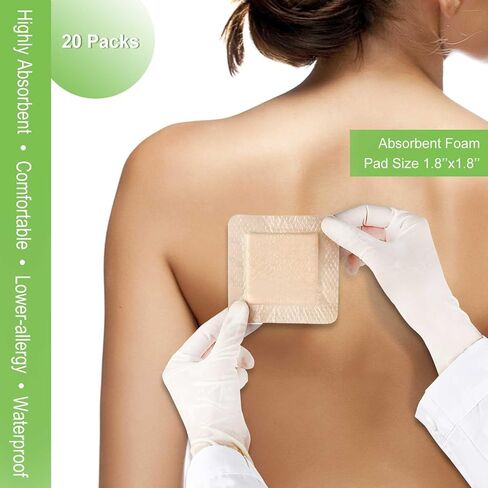 NeuHeils Silicone Foam Dressing Border Lite 2"x2", Pad 1"x1", 20 Pack in Kuwait