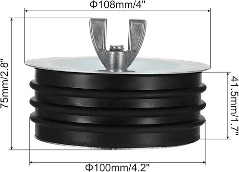 PATIKIL 4 Inch Sewer Cleanout Cap, Steel Mechanical Test Plug Expansion Pipe Plug Sewer Cleanout Cover Durable Sewer Pipe Plug Fit for Most Pipes Sink Pools, Black in Saudi Arabia