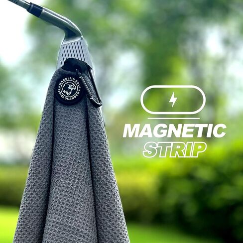 2-Pack Magnetic Golf Towel with Clip, Microfiber Waffle Design - Industrial Strength Magnet for Strong Hold to Golf Bags, Carts & Clubs - Black in Kuwait