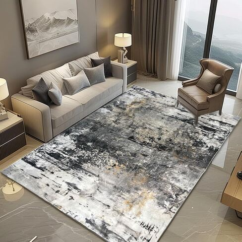 Modern simple area carpet, living room area carpet, bedroom ultra soft area carpet, retro design, high fuzz, stain resistant carpet, anti slip backing (smartness-5, 5X7) in Saudi Arabia