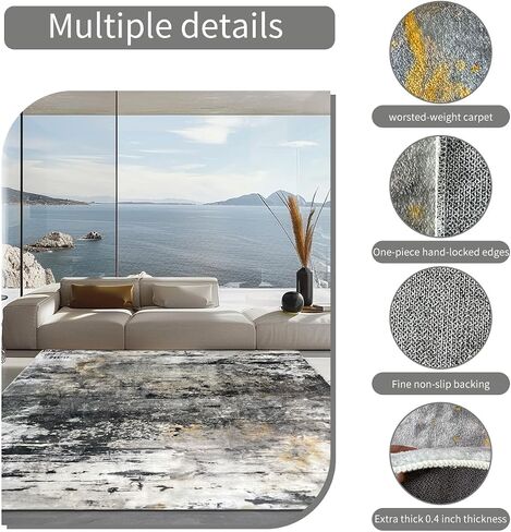 Modern simple area carpet, living room area carpet, bedroom ultra soft area carpet, retro design, high fuzz, stain resistant carpet, anti slip backing (smartness-5, 5X7) in Saudi Arabia
