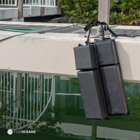 Five Oceans Contour Fender, Boat Fenders, Boat Bumpers for Docking, 24-Inch Length, with 3/8-Inch x 5-Foot Fender Line and Convenient Storage Bag, Waterproof PVC Fabric in Saudi Arabia