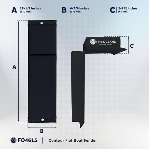 Five Oceans Contour Fender, Boat Fenders, Boat Bumpers for Docking, 24-Inch Length, with 3/8-Inch x 5-Foot Fender Line and Convenient Storage Bag, Waterproof PVC Fabric in Saudi Arabia