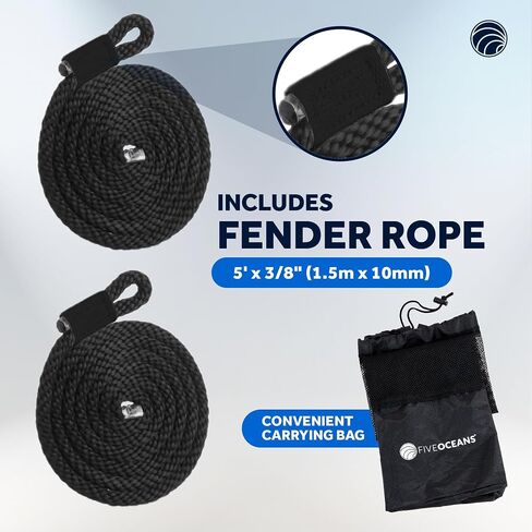 Five Oceans Contour Fender, Boat Fenders, Boat Bumpers for Docking, 24-Inch Length, with 3/8-Inch x 5-Foot Fender Line and Convenient Storage Bag, Waterproof PVC Fabric in Saudi Arabia