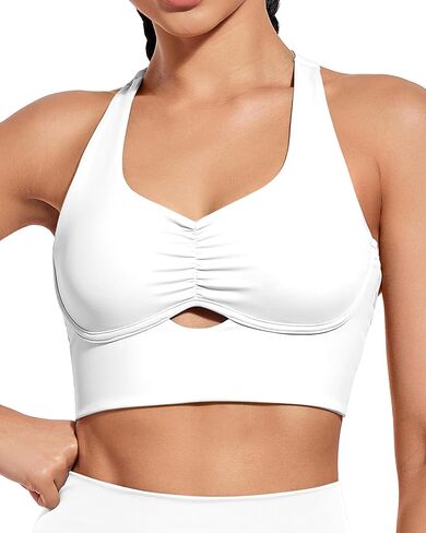 XUNYU Racerback حمالات الصدر الرياضية للنساء ملابس علوية للتمرين مع حمالة صدر مدمجة بدون أكمام، فتحة رقبة واسعة، حمالة صدر لاسلكية لليوجا والجيم in Kuwait