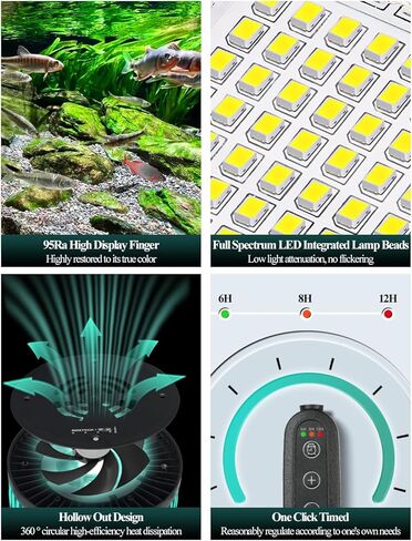 UPETTOOLS كامل الطيف 70 وات ضوء حوض السمك، مشبك على سطوع قابل للتعديل COB LED حوض للأسماك ضوء النبات مع محول ووظيفة الموقت للخزان المزروع in Kuwait