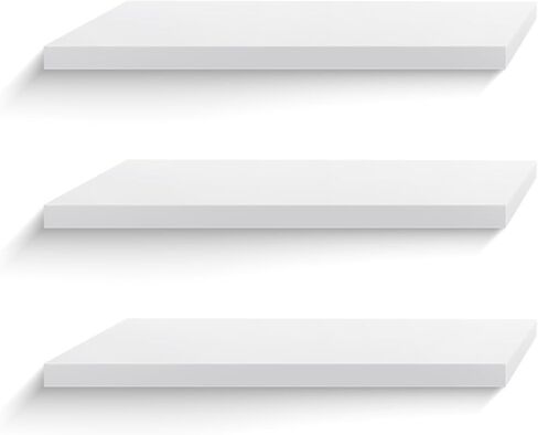 Floating Shelves for Wall - Set of 3 Wood Wall Shelves for Bedroom,Living Room,Bathroom Kitchen Storage,16" White Shelf for Wall Decor in Saudi Arabia