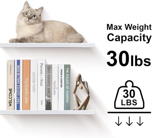 Floating Shelves for Wall - Set of 3 Wood Wall Shelves for Bedroom,Living Room,Bathroom Kitchen Storage,16" White Shelf for Wall Decor in Saudi Arabia