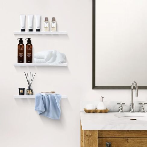 Floating Shelves for Wall - Set of 3 Wood Wall Shelves for Bedroom,Living Room,Bathroom Kitchen Storage,16" White Shelf for Wall Decor in Saudi Arabia