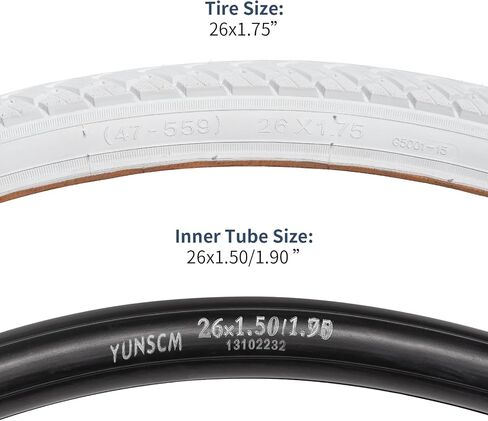 YUNSCM 2-PCS 26" إطارات دراجة 26x1.75/47-559 و26" أنابيب دراجة شديدة التحمل صمام Schrader AV32mm متوافق مع 26x1.50 26x1.75 26x1.90 26x1.95 إطارات وأنابيب دراجة (G-5001) in Saudi Arabia
