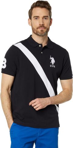 U.S. Polo Assn. Diagonal Sash Pique Polo Black LG in Saudi Arabia