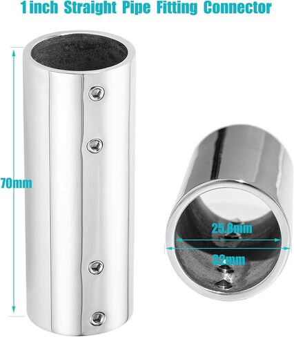 Handrail Straight Pipe Fitting Connector,AICWIOO 1 Inch 316 Stainless Steel Emt 2-Way Tube Connector Heavy Duty Bimini Top Hardware Conduit Connector for Deck Yacht/DIY project（2PCS） in Saudi Arabia