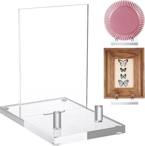 Yousoontic Acrylic Book Stand Clear Easel Stand for Display Book Display Stand Acrylic Plate Stand Acrylic Easel Display Stand for Picture, Book, Decorative Plate, Platter, Photo, (4 x 8 x 8 Inch) in Saudi Arabia