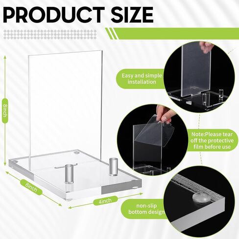 Yousoontic Acrylic Book Stand Clear Easel Stand for Display Book Display Stand Acrylic Plate Stand Acrylic Easel Display Stand for Picture, Book, Decorative Plate, Platter, Photo, (4 x 8 x 8 Inch) in Saudi Arabia
