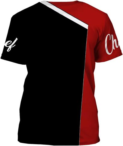 Mens 3D Print Chef T-Shirt Short Sleeve Chef Coat Chef Jacket Pattern Quick Dry Cook Shirt BBQ Shirt in Saudi Arabia