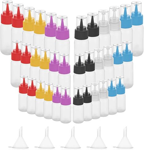36 Pack Plastic Squeeze Bottles with Twist Top Cap 1oz/ 2oz/ 4oz Small Condiment Squeeze Bottles Boston Dispensing Bottles Small Squirt Bottles for Liquids, Sauces, Oil, Crafts in Saudi Arabia