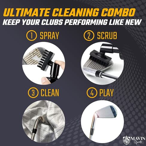 مناشف الجولف لحقائب الجولف للرجال - تتضمن فرشاة تنظيف نادي الجولف بالماء ومنشفة حقيبة جولف مقاس 45.72 سم × 45.72 سم مع مشبك - مجموعة منشفة وفرشاة جولف تحافظ على أداء ناديك كالجديدة in Kuwait