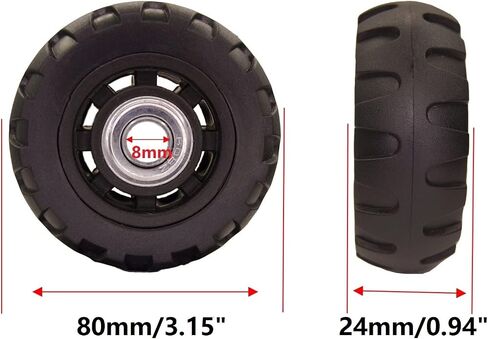 2 Pairs Luggage Wheels Replacement 80 * 24mm(3.15"x0.94") Inline Roller Skate Wheels with 8mm(0.31") Bearings Repair Kit in Kuwait