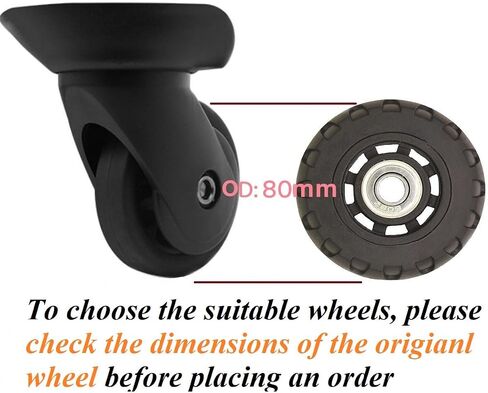2 Pairs Luggage Wheels Replacement 80 * 24mm(3.15"x0.94") Inline Roller Skate Wheels with 8mm(0.31") Bearings Repair Kit in Kuwait