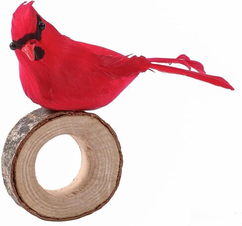 حلقات منديل عيد الميلاد مجموعة من 4 مناديل خشبية الخريف حلقة ريشة حمراء الطيور الخشب مأدبة عطلة ديكور للطاولات ديكورات الكاردينال in Kuwait