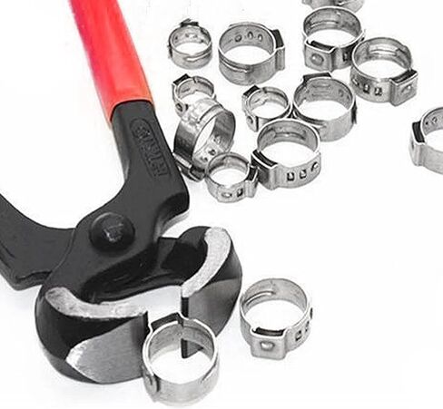 125PCS 7-21mm Single Ear Hose Clamps 304 Stainless Steel Wire Tube Pipe Fuel Line Clip Assortment kit with Ear Clamp Pincer in Saudi Arabia