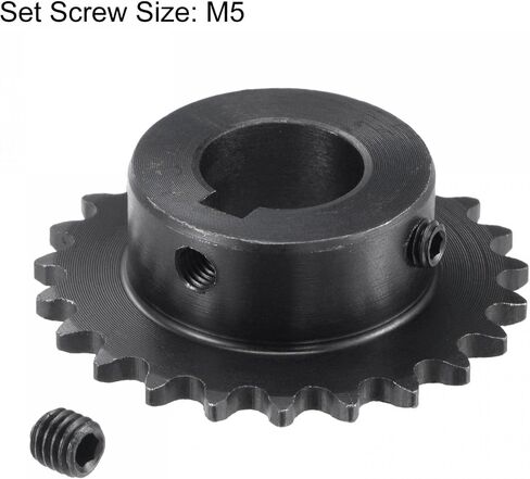 uxcell 23 Tooth Roller Sprocket B Type, #25 Chain, Single Strand 1/4" Pitch, 14mm Bore Black Oxide C45 Carbon Steel, Keyway with Set Screws for ISO 04C in Kuwait