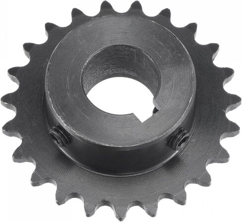 uxcell 23 Tooth Roller Sprocket B Type, #25 Chain, Single Strand 1/4" Pitch, 14mm Bore Black Oxide C45 Carbon Steel, Keyway with Set Screws for ISO 04C in Kuwait