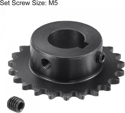uxcell 23 Tooth Roller Sprocket B Type, #25 Chain, Single Strand 1/4" Pitch, 14mm Bore Black Oxide C45 Carbon Steel, Keyway with Set Screws for ISO 04C in Kuwait