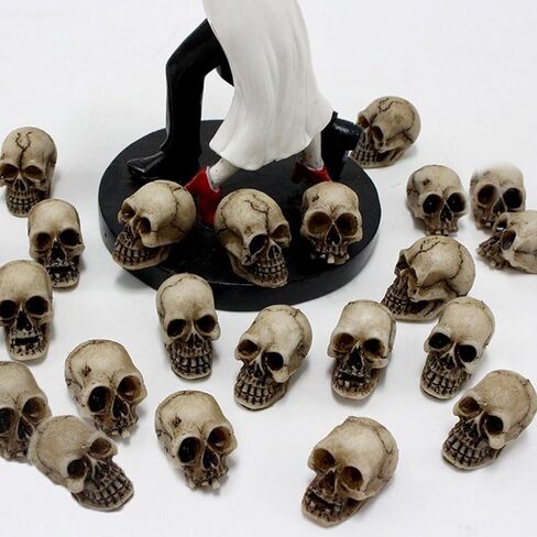 20 قطعة تمثال جماجم صغيرة للهالوين تمثال الهيكل العظمي للهالوين تمثال مصغر لرأس الهيكل العظمي لتزيين سطح المكتب للهالوين in Kuwait