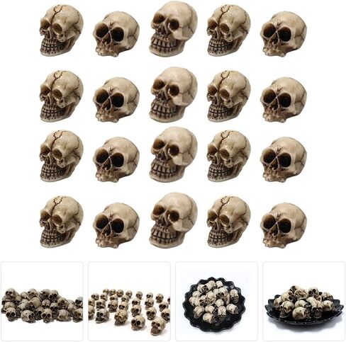 20 قطعة تمثال جماجم صغيرة للهالوين تمثال الهيكل العظمي للهالوين تمثال مصغر لرأس الهيكل العظمي لتزيين سطح المكتب للهالوين in Kuwait