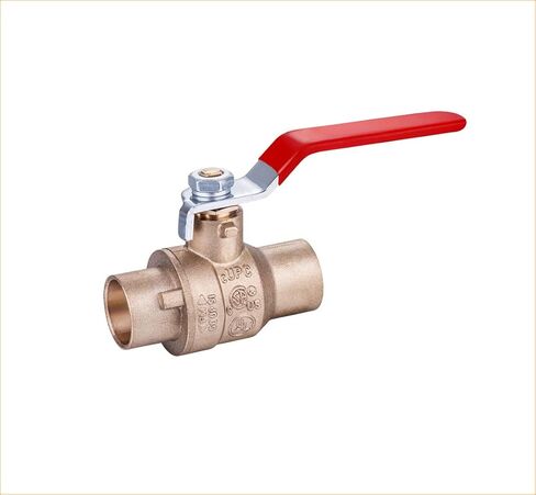 EZ-Fluid Heavy Duty 1/2" Sweat Solder C X C Brass Full Port Water Stop Shut Off Ball Valve LF,For Copper Tubing,Quarter Turn,Red Handle (1-Pack) in Saudi Arabia