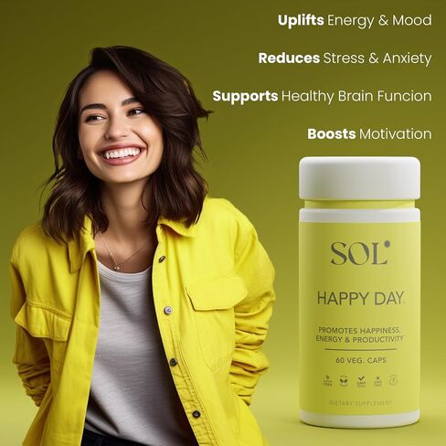 مكمل Happy Day: يجمع بين الخصائص العشبية الطبيعية لحاء السعادة الجماعية، والقتاد، والجنكة بيلوبا لدعم نمط حياة صحي - 60 كبسولة سهلة البلع in Saudi Arabia