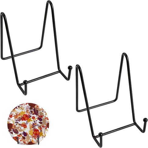 2 Pack Plate Stand for Display, 4 INCH Book Display Stand Easel Stand fro Sign Black Picture Frame Holder for Tabletop Photo, Book, Decorative Plates, Art Craft Display (Black) in Saudi Arabia