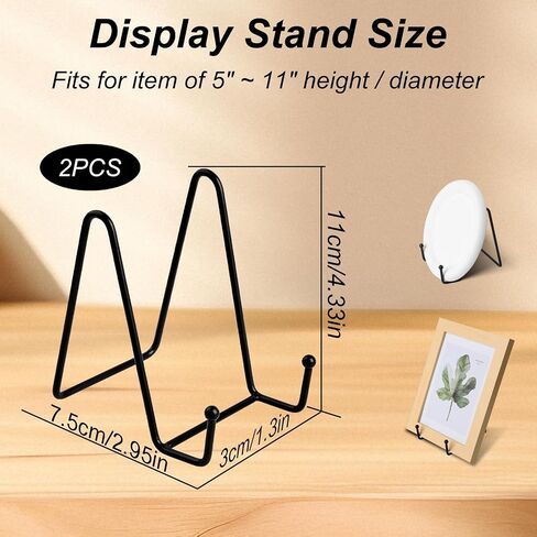 2 Pack Plate Stand for Display, 4 INCH Book Display Stand Easel Stand fro Sign Black Picture Frame Holder for Tabletop Photo, Book, Decorative Plates, Art Craft Display (Black) in Saudi Arabia