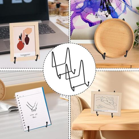 2 Pack Plate Stand for Display, 4 INCH Book Display Stand Easel Stand fro Sign Black Picture Frame Holder for Tabletop Photo, Book, Decorative Plates, Art Craft Display (Black) in Saudi Arabia
