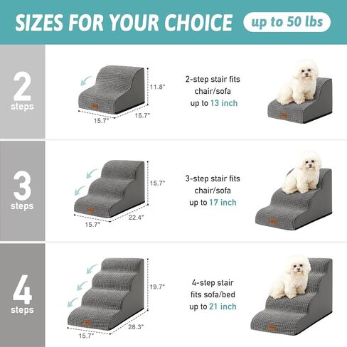 Cozy Kiss High Density Foam Dog Stairs Step Ramp for Dogs Cats 4 Tiers Pet Stairs Step Ramp for Beds Furniture Durable Non-Slip Dog Ramp for Bed with Waterproof Fabric Cover Light Brown (Four Steps) in Saudi Arabia