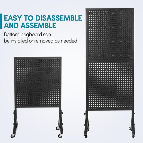 حامل عرض بيجبورد من jxgzyy مزود بألواح بيجبورد معدنية مزدوجة مع 30 قطعة خطافًا منظم لوحة عرض متدحرجة لمتاجر البيع بالتجزئة ومعرض الحرف اليدوية in Kuwait