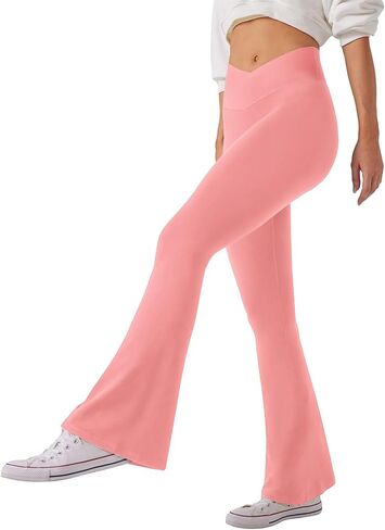 Womens Crossover Flare Leggings Wide Leg High Waisted Athletic Yoga Pants in Saudi Arabia