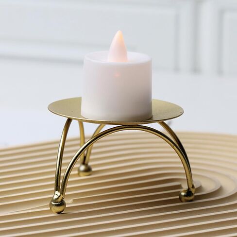 Geesatis 2 Pcs Pillar Candle Holder Metal Candlesticks Stand Holder Plate Candlelight Dinner Candle Holder for Party Wedding, Gold in Kuwait