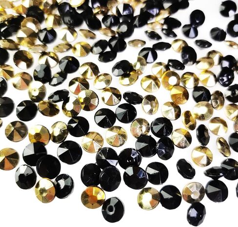 HappyFiller 3800 جهاز كمبيوتر شخصى 7 مم أكريليك الماس الأحجار الكريمة مزهرية الحشو لقطع الزفاف المركزية ديكور المنزل، تناثر طاولة الحفلات، ذهبي فاتح وأسود، دش الزفاف in Kuwait