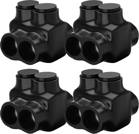 OHLECTRIC Black Insulated Connector - Dual Entry, 2 Port, 4-14 AWG, Slotted Allen Hex - Pre-Filled with Oxide Inhibitor for Easy Use - Rubber Vinyl Coating, 6061-T6 Aluminum CU9AL - (4 Pack) OL-76671 in Saudi Arabia