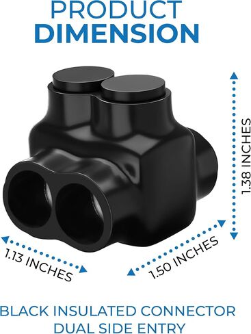 OHLECTRIC Black Insulated Connector - Dual Entry, 2 Port, 4-14 AWG, Slotted Allen Hex - Pre-Filled with Oxide Inhibitor for Easy Use - Rubber Vinyl Coating, 6061-T6 Aluminum CU9AL - (4 Pack) OL-76671 in Saudi Arabia